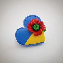 Load image into Gallery viewer, Ukrainian Flag Heart Pin
