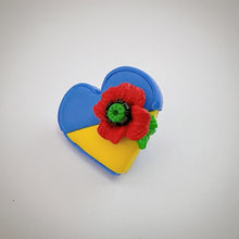 Load image into Gallery viewer, Ukrainian Flag Heart Pin
