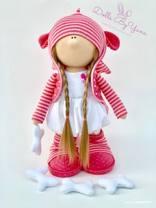 Dany 12"/30cm Pink Dragon Doll with Spiked Jacket