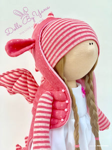 Dany 12"/30cm Pink Dragon Doll with Spiked Jacket