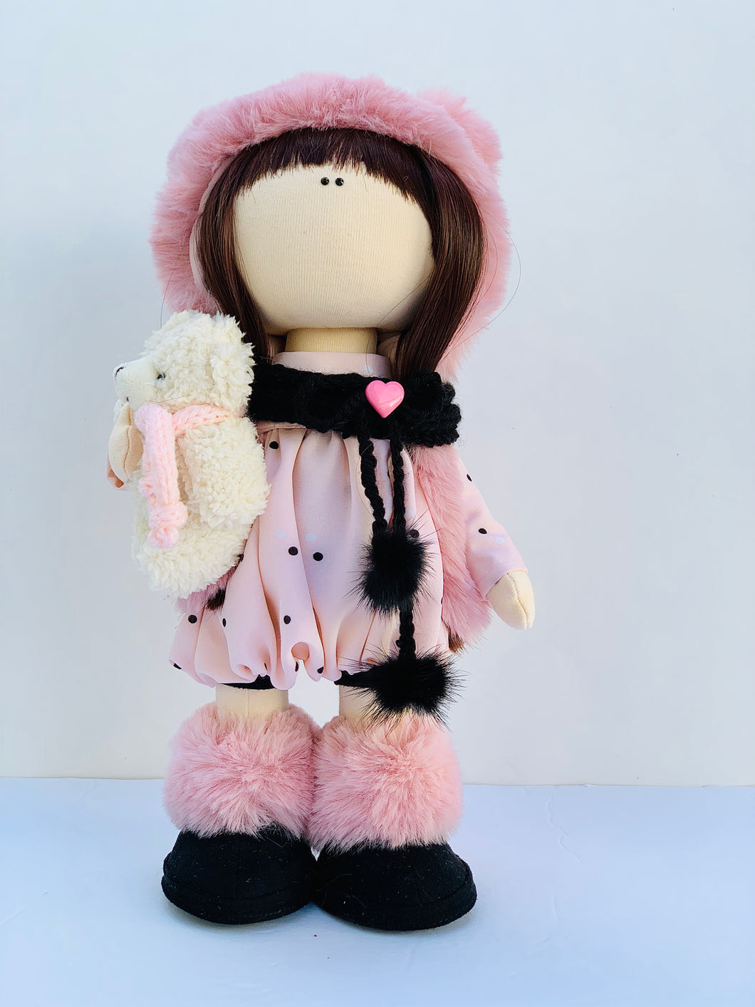 Ramona Fluffy Pink Bear Winter Doll 13