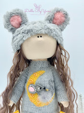 Load image into Gallery viewer, Bella 14&quot;/35cm Furry Gray Mouse Winter Doll with Knit Moon Sweater Dress
