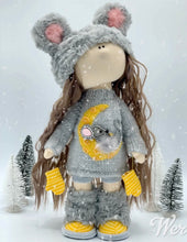 Load image into Gallery viewer, Bella 14&quot;/35cm Furry Gray Mouse Winter Doll with Knit Moon Sweater Dress
