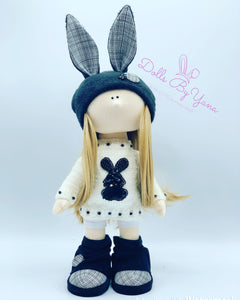 Adriana 16"/40cm Black & White Bunny Doll