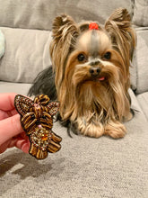 Load image into Gallery viewer, Beaded Yorkie Dog Brooch Pin, 3.25&quot;/8cm
