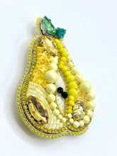 Load image into Gallery viewer, Beaded Yellow Pear Brooch Pin 3&quot;/7.5cm
