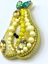Load image into Gallery viewer, Beaded Yellow Pear Brooch Pin 3&quot;/7.5cm
