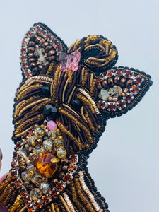 Beaded Yorkie Dog Brooch Pin, 3.25"/8cm