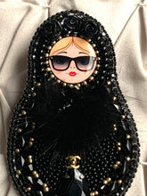 Load image into Gallery viewer, Bead and Fur Russian Nesting Doll &quot;Matroshka&quot; Brooch

