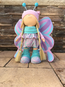 Valerie 12"/30cm Blue & Purple Butterfly Doll with Two Sided Wings