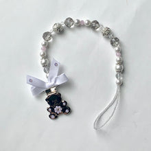Load image into Gallery viewer, Pink &amp; White Crystals Pacifier and Personalized Clip Set
