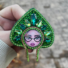 Load image into Gallery viewer, Green Bead Russian Doll Brooch
