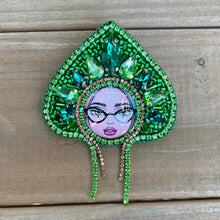 Load image into Gallery viewer, Green Bead Russian Doll Brooch
