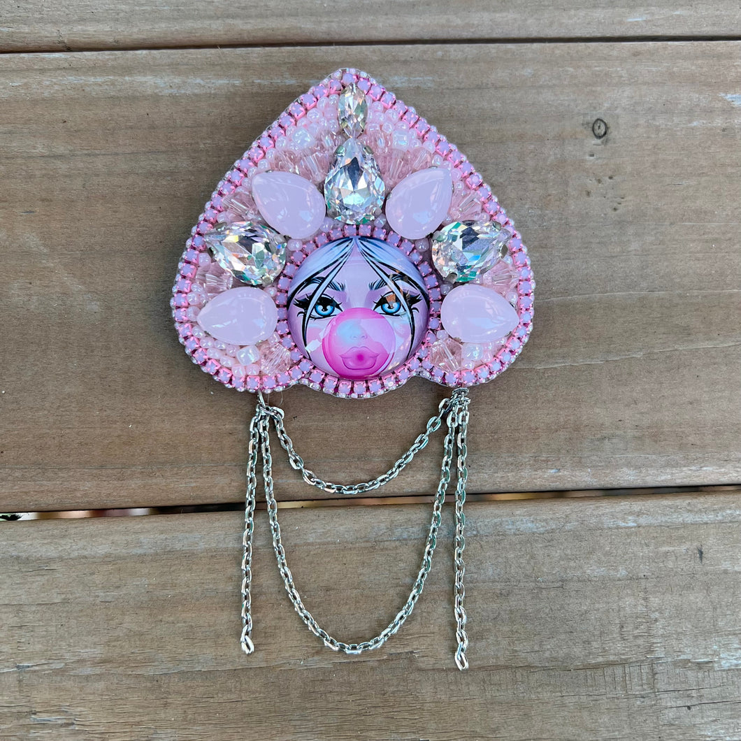 Pink Bead Russian Doll Brooch