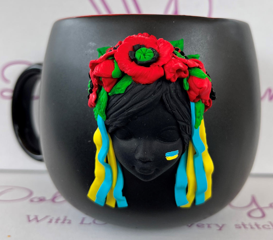 Handmade Polymer Clay 3D Ukrainian Girl Mug