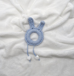 Blue Bunny Ears 100% Cotton Knitted Teether