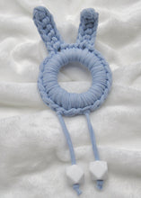 Load image into Gallery viewer, Blue Bunny Ears 100% Cotton Knitted Teether

