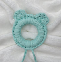 Load image into Gallery viewer, Mint Green Bear Ears 100% Cotton Knitted Teether
