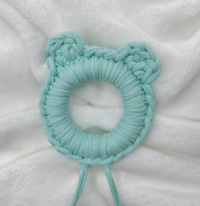 Mint Green Bear Ears 100% Cotton Knitted Teether