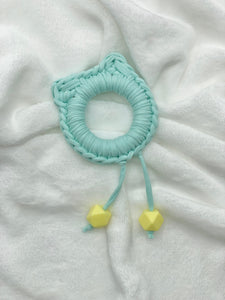 Mint Green Kitty Ears 100% Cotton Knitted Teether