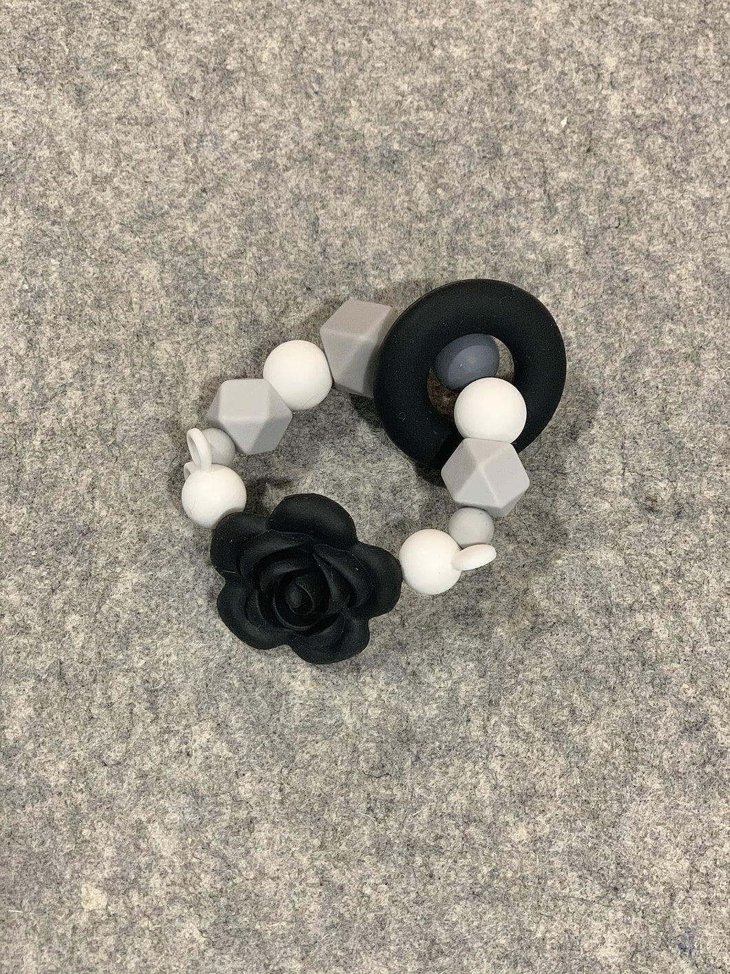Gray and Black Silicone Teether Bracelet