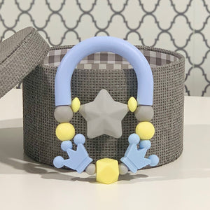 Blue and Gray Crown Silicone Teether Toy