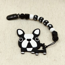 Load image into Gallery viewer, French Bulldog Silicone Pacifier Clip and Teether. Personalized
