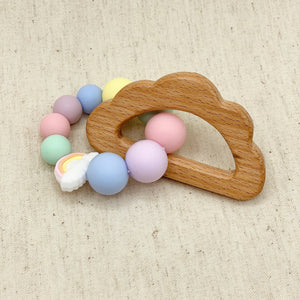 Rainbow Beech Wood and Silicone Teether Toy