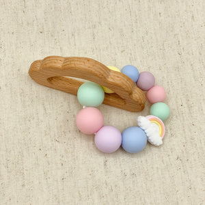 Rainbow Beech Wood and Silicone Teether Toy