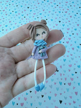 Load image into Gallery viewer, Polymer Clay Brunette Girl Brooch
